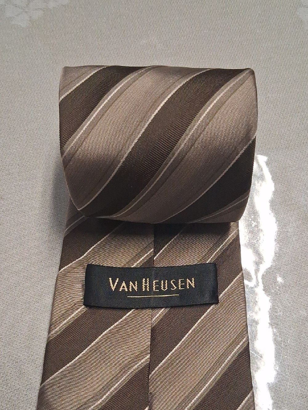 Van Heusen Brown and Taupe Diagonal Stripe Tie